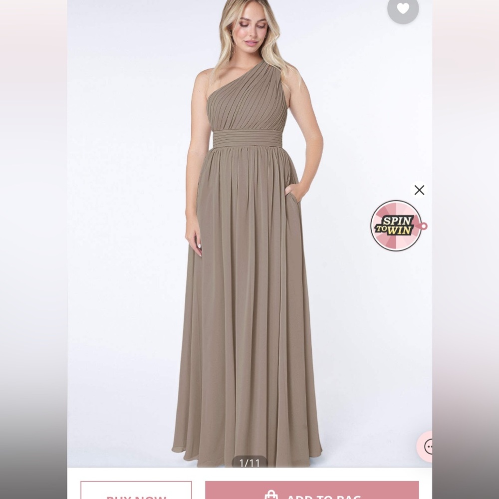 Azazie Molly Dress- Taupe- with garment bag